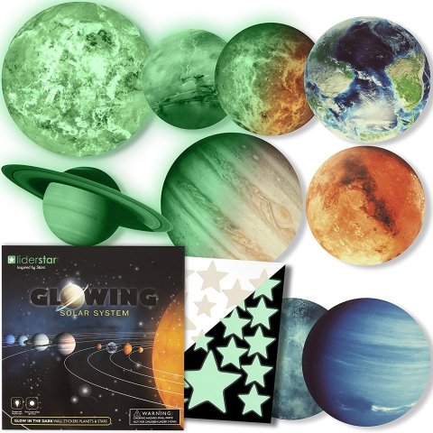 LIDERSTAR Gece Parlayan Gezegenler Duvar Sticker