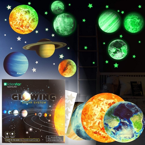 LIDERSTAR Gece Parlayan Gezegenler Duvar Sticker