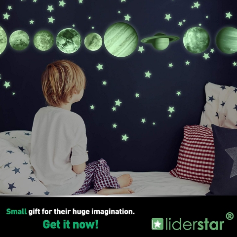 LIDERSTAR Gece Parlayan Gezegenler Duvar Sticker
