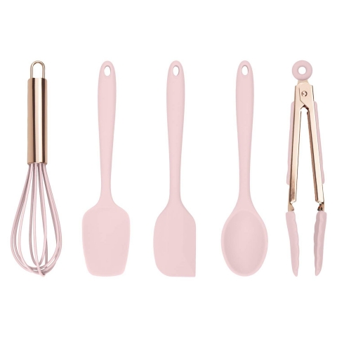 Cook With Color Mutfak Gereleri Seti (5 Para)(Pembe/Gold)