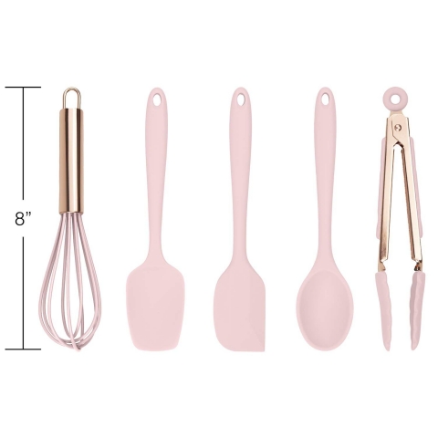 Cook With Color Mutfak Gereleri Seti (5 Para)(Pembe/Gold)