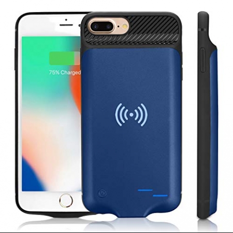 WUEOO iPhone 6/6S/7/8 Plus Bataryal Klf (5000mAh)-Blue