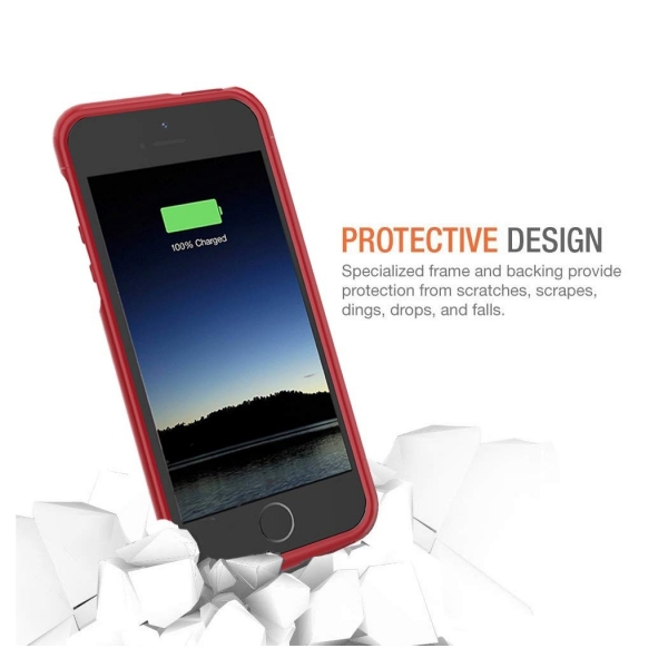 Euhan iPhone 5 /5S /SE Bataryal Klf (4000mAh)-Red