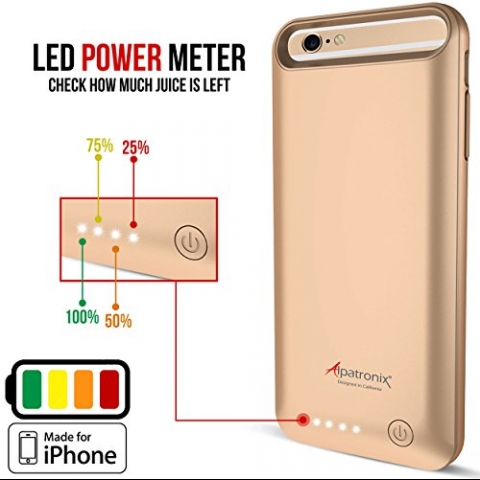 Alpatronix iPhone 6S /6 Plus Bataryal Klf (4000mAh)-Gold