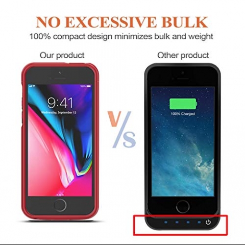 MAXBEAR iPhone SE Bataryal Klf (4500mAh)-Red