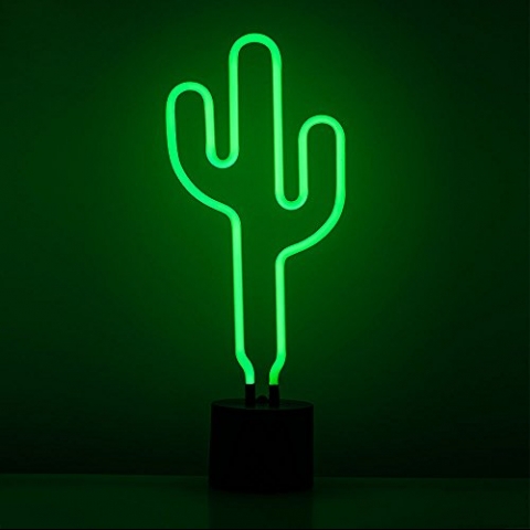 Amped And Co Cactus Neon Desk Light, Real Neon, Green, Large 16.5 x