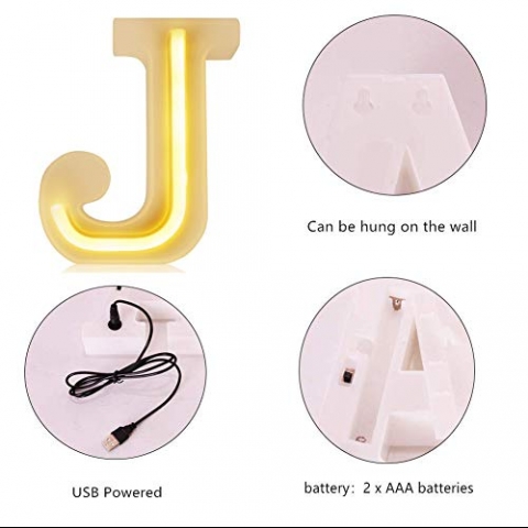 Auelife LED Marquee Letter Lights Sign, J Harfi Led I��k