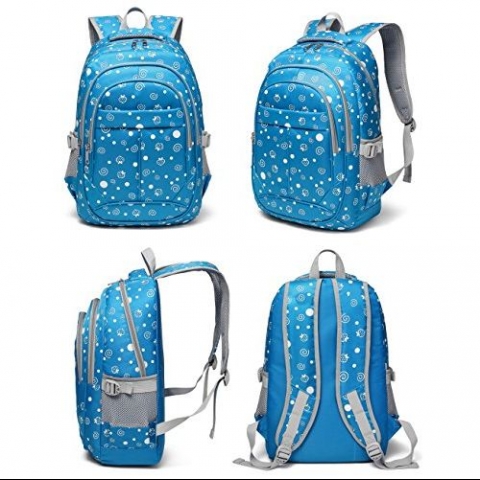 BLUEFAIRY Okul Srt antas (Mavi ilek Desenli)