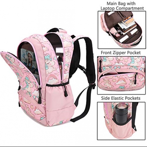 Peonys Kz ocuk Okul Srt antas (Pembe)