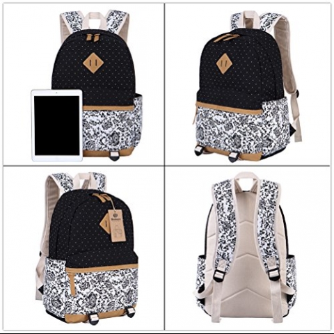 BLUBOON ocuk Okul Srt antas Set(Siyah iekli)