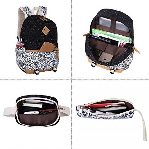 BLUBOON ocuk Okul Srt antas Set(Siyah iekli)