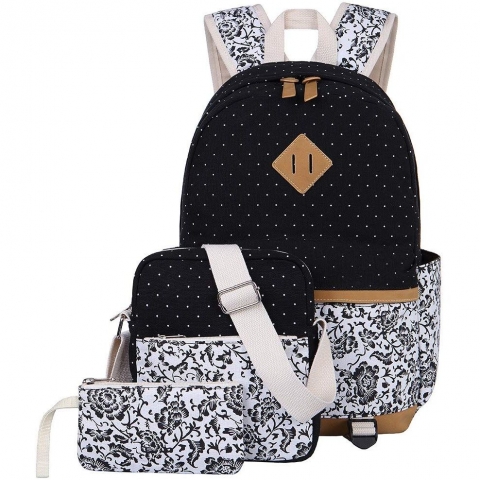 BLUBOON ocuk Okul Srt antas Set(Siyah iekli)