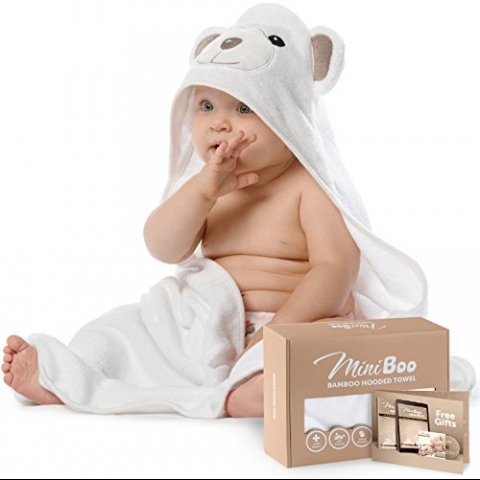 MINIBOO Yumu�ak Organik Bambu Bebek Banyo Havlusu