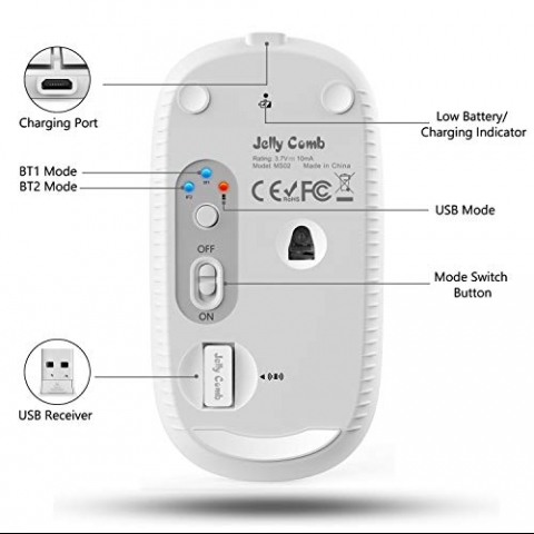 Jelly Comb MS02B Triple Mode Bluetooth Mouse