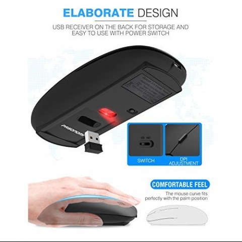 Pasonomi 2.4G Slim Mute Silent Click Wireless Mouse