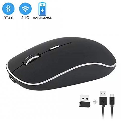 ISMARTEN Bluetooth and 2.4GHz Rechargeable Wireless Mouse