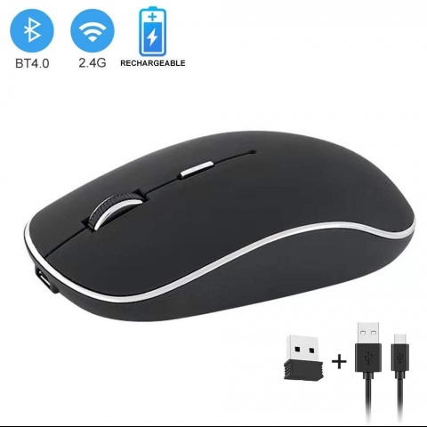 ISMARTEN Bluetooth and 2.4GHz Rechargeable Wireless Mouse