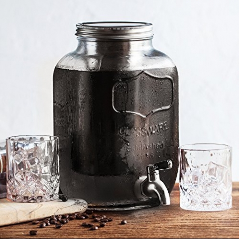 BTT- Cold Brew Coffee Maker, 1 Gallon Mason Jars Drink Dispenser,