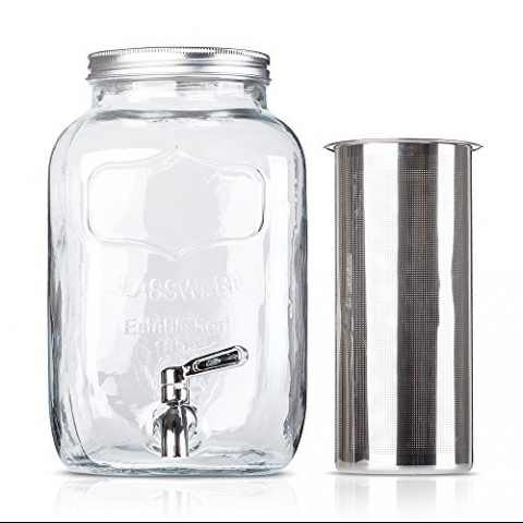BTT- Cold Brew Coffee Maker, 1 Gallon Mason Jars Drink Dispenser,
