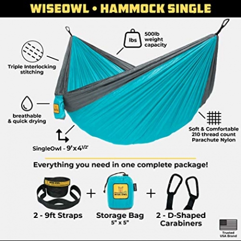 Wise Owl Outfitters Tanabilir Kamp Hamak (Ak Mavi)