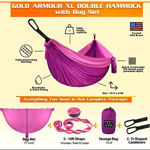 Gold Armour Extra Large Naylon Hamak (Pembe)