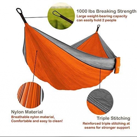 MalloMe Double Ta��nabilir Hamak (Turuncu/Gri)