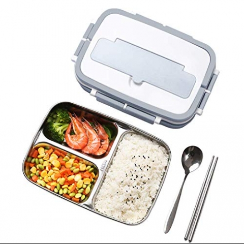 Bento Box 3 B�lmeli Beslenme Kutusu (Gri)