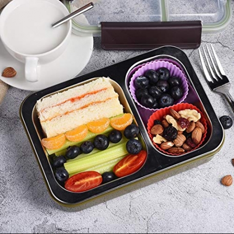 Bento Box 2 Blmeli Beslenme Kutusu (Yeil)