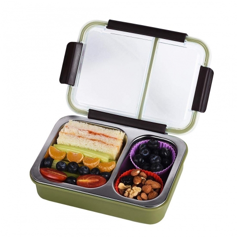 Bento Box 2 Blmeli Beslenme Kutusu (Yeil)
