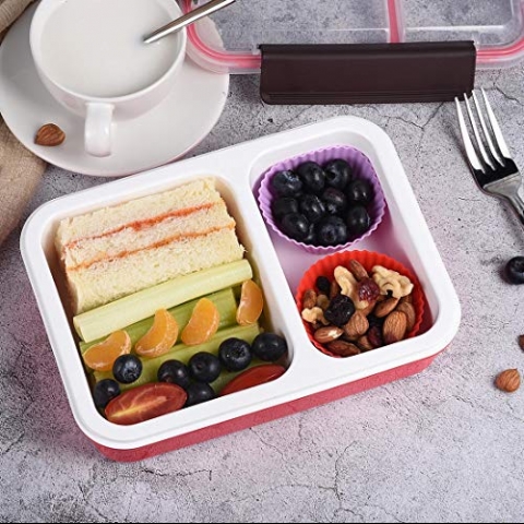 Bento Box 2 Blmeli Beslenme Kutusu (Krmz)