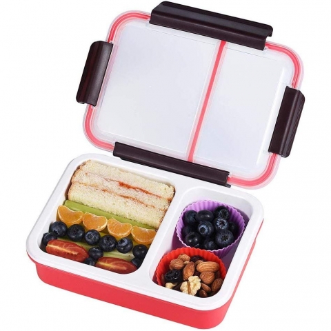 Bento Box 2 Blmeli Beslenme Kutusu (Krmz)