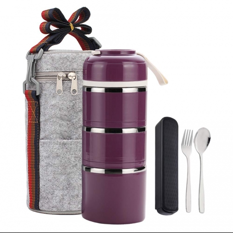 YBOBK HOME Blmeli Yemek Termosu Sefer Tas (Mor)