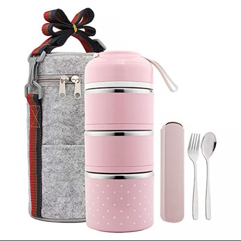 YBOBK HOME Blmeli Yemek Termosu Sefer Tas (Pembe)