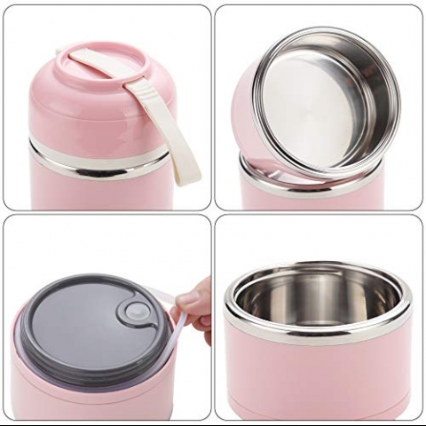 YBOBK HOME Blmeli Yemek Termosu Sefer Tas (Pembe)