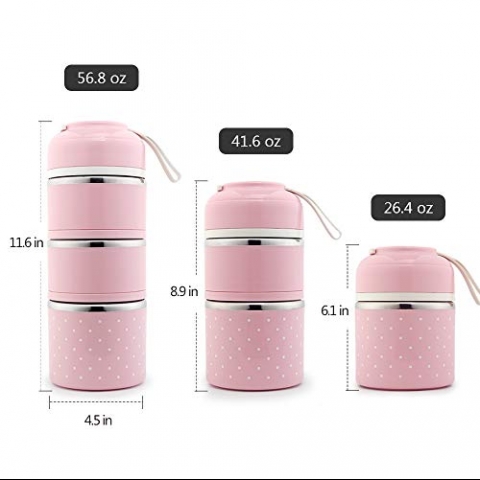 YBOBK HOME Blmeli Yemek Termosu Sefer Tas (Pembe)