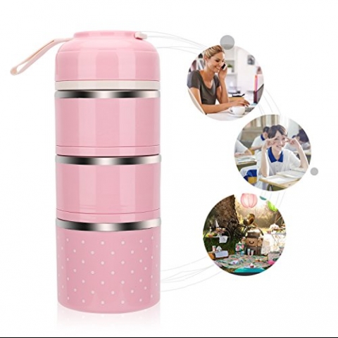 YBOBK HOME Blmeli Yemek Termosu Sefer Tas (Pembe)