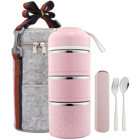 YBOBK HOME Blmeli Yemek Termosu Sefer Tas (Pembe)