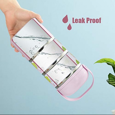 YBOBK HOME Blmeli Yemek Termosu Sefer Tas (Pembe)