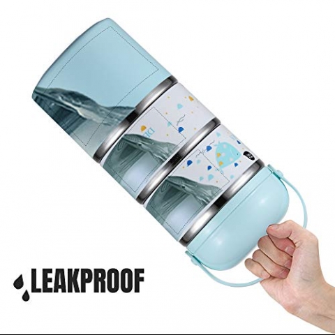 YBOBK HOME Blmeli Yemek Termosu Sefer Tas (Mavi)