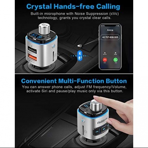 Nulaxy Bluetooth Araba FM Transmitter Ses Adaptr (7 LED)