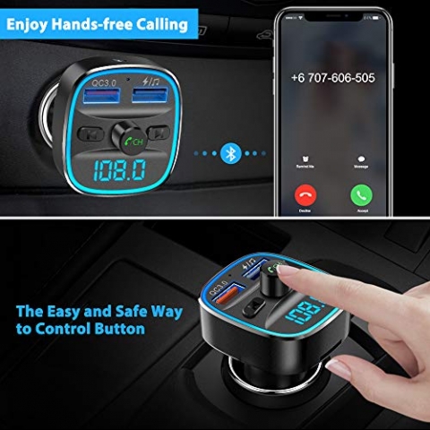 Nulaxy NX10 Bluetooth Araba FM Transmitter Ses Adaptr(Siyah)