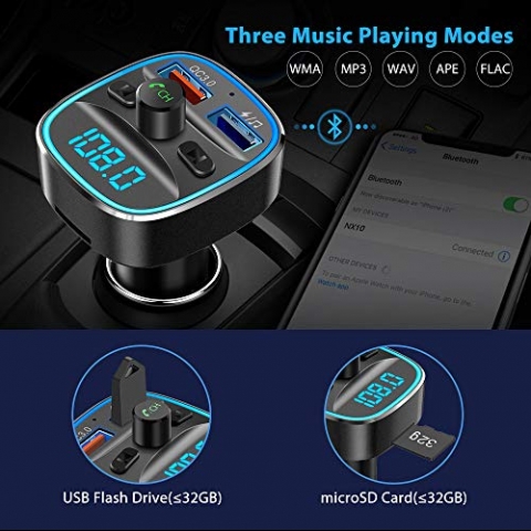 Nulaxy NX10 Bluetooth Araba FM Transmitter Ses Adaptr(Siyah)