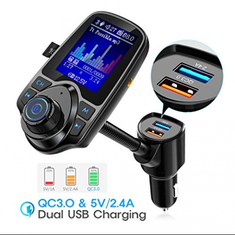 Nulaxy KM18 Bluetooth Araba FM Transmitter Ses Adaptr(Siyah)