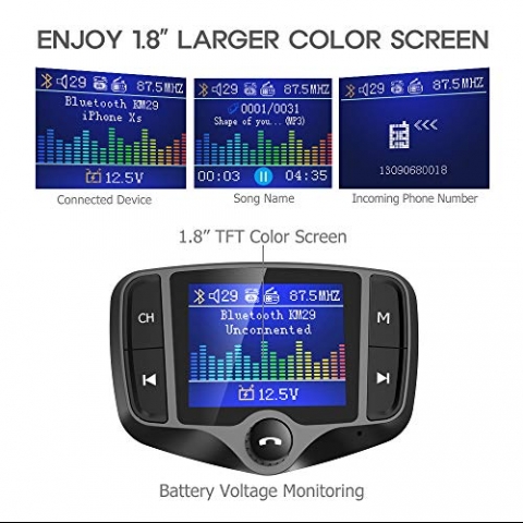 Nulaxy KM29 Bluetooth Araba i FM Transmitter Ses Adaptr