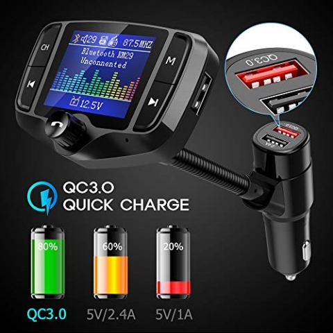 Nulaxy KM29 Bluetooth Araba i FM Transmitter Ses Adaptr