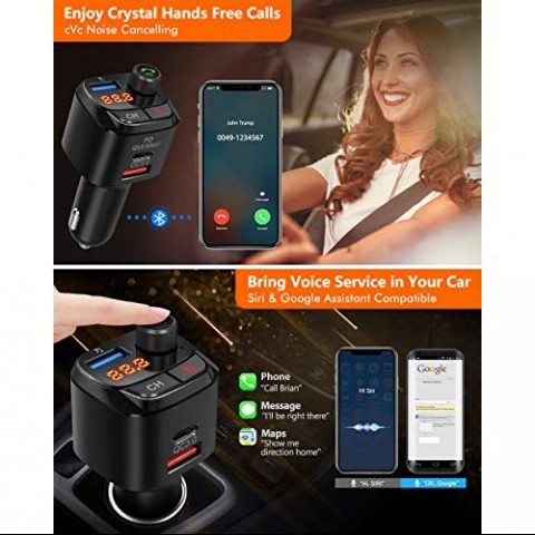 Nulaxy NX12 Bluetooth Araba i FM Transmitter Ses Adaptr