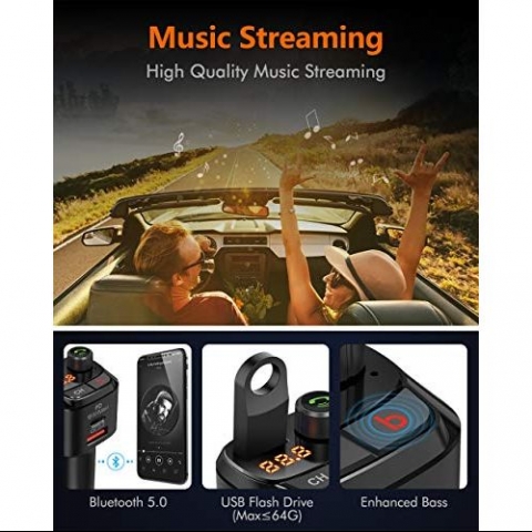 Nulaxy NX12 Bluetooth Araba i FM Transmitter Ses Adaptr