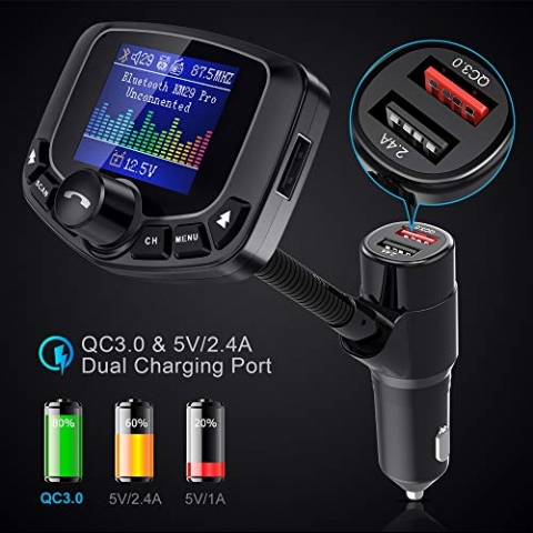 Nulaxy KM29Pro Bluetooth FM Transmitter Ses Adaptr