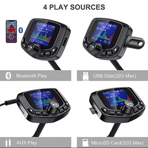 Nulaxy KM29Pro Bluetooth FM Transmitter Ses Adaptr