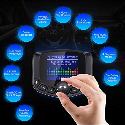 Nulaxy KM29Pro Bluetooth FM Transmitter Ses Adaptr